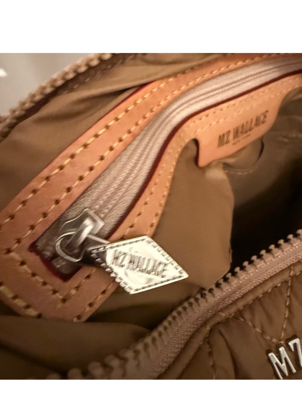 MZ Wallace Tan Metro Flat Quilted Crossbody Bag - Picture 7 of 10